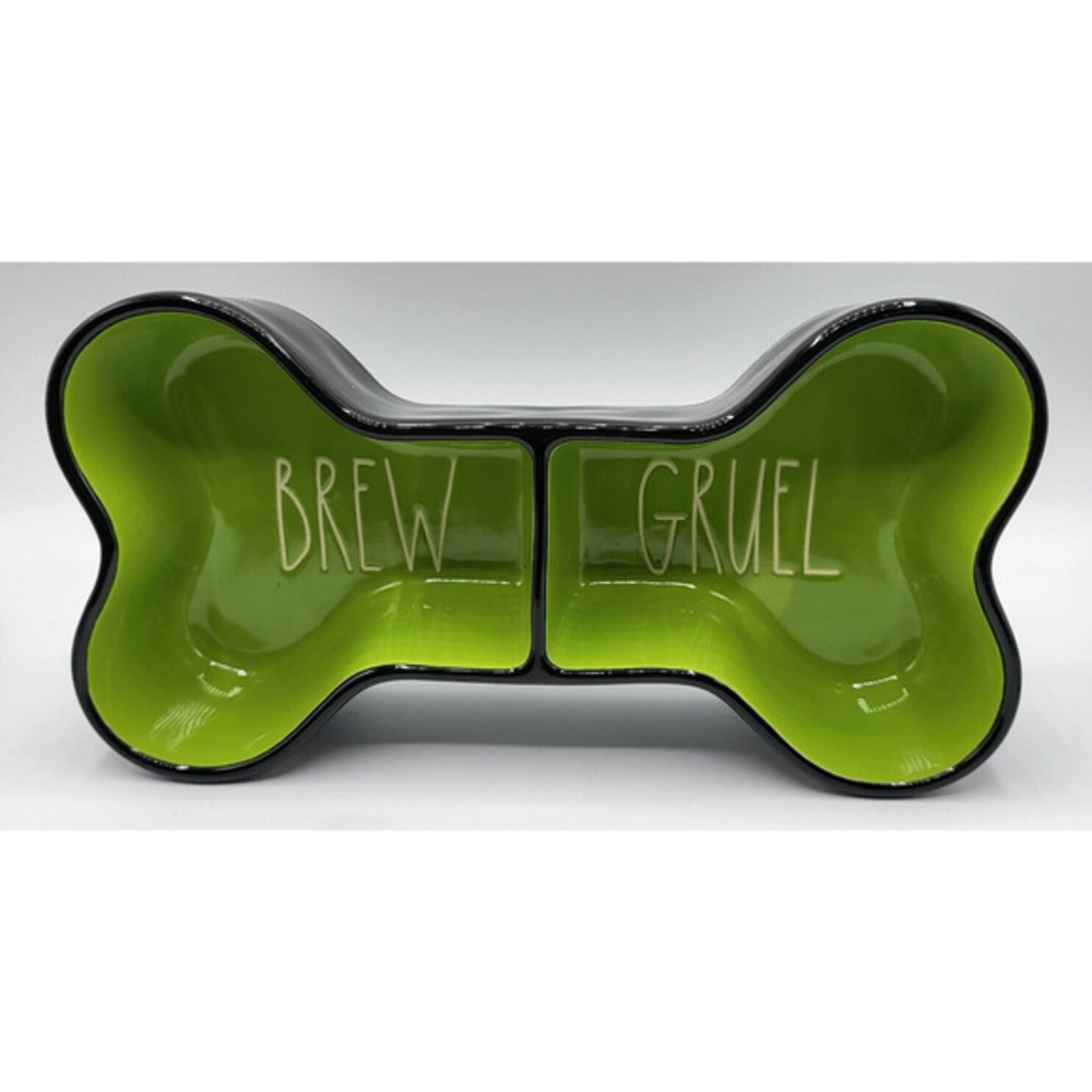 Rae Dunn Ceramic 10in Brew Gruel Bone Pet Bowl Halloween‎